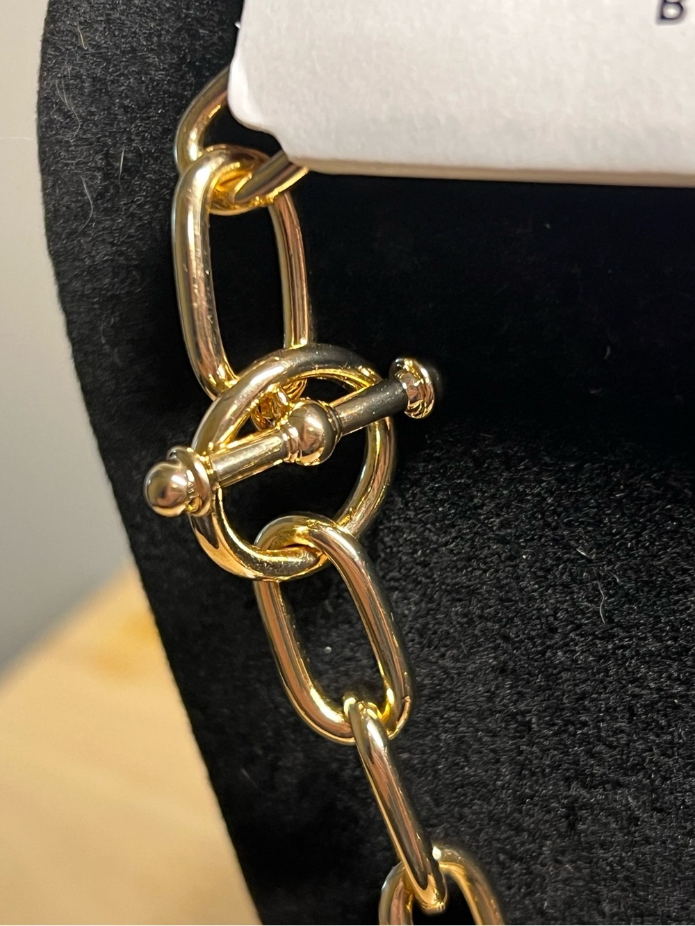 Louis Vuitton Solid Brass Lock and Key Charm on Baublebar Toggle Chain EUC - Picture 6 of 6